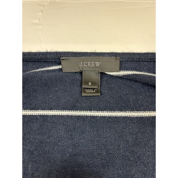 J Crew Open Front Cardigan Navy Blue White Stripe Small Pockets Tie Front - Picture 4 of 10